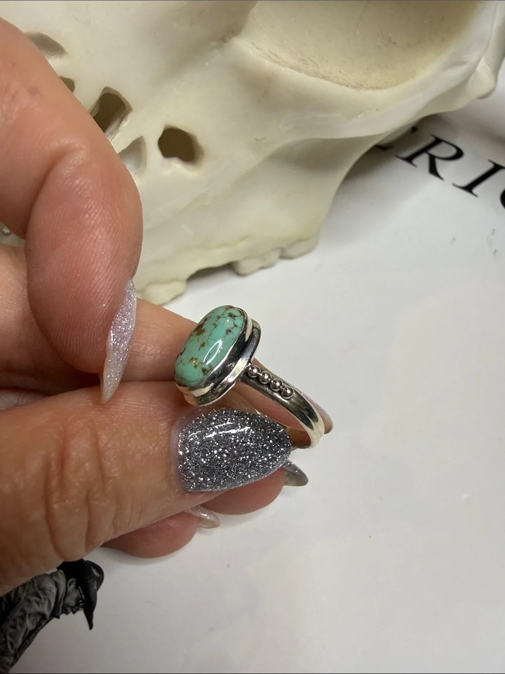 Sterling Silver Turquoise Oval Ring Size 6.5